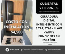 Cargar imagen en el visor de la galería, CERRADURA DIGITAL INTELIGENTE CON 5 TARJETAS - LLAVE - WIFI Y FUNCIONES EN ESPAÑOL