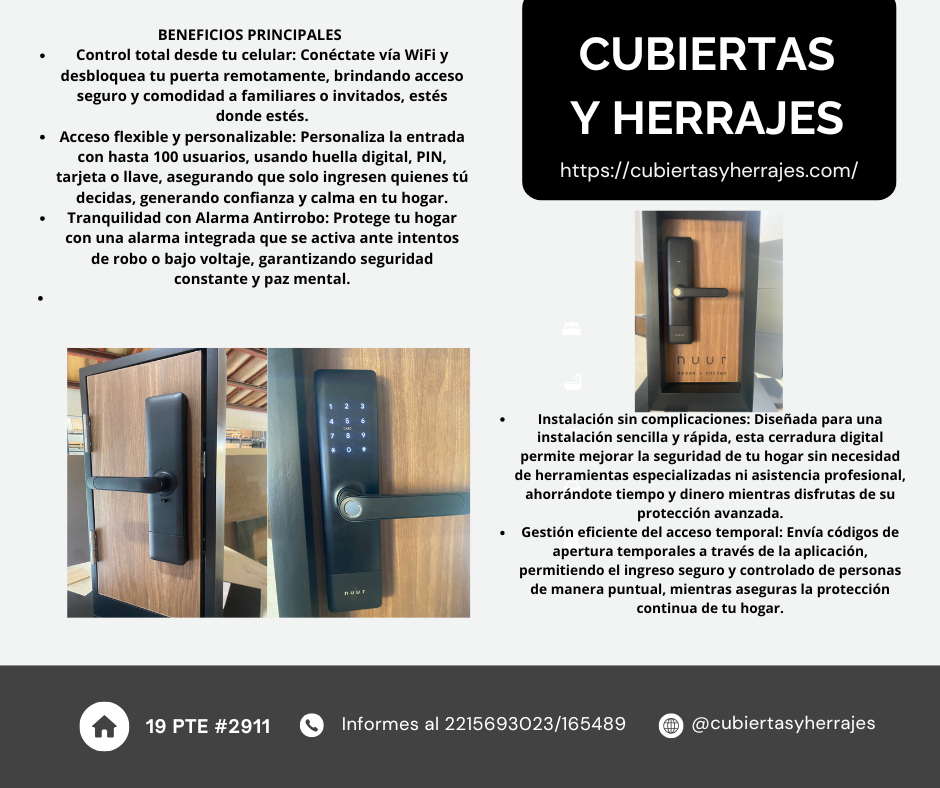CERRADURA DIGITAL INTELIGENTE CON 5 TARJETAS - LLAVE - WIFI Y FUNCIONES EN ESPAÑOL