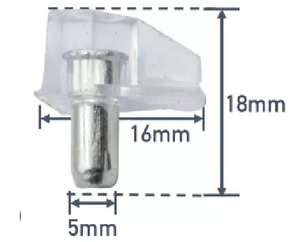 SOPORTE TRANSPARENTE CON PERNO PARA REPISAS (PORTA BULON)