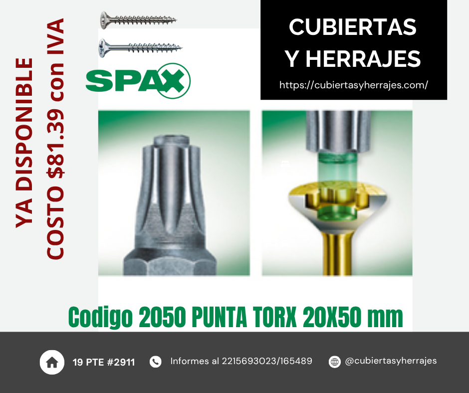 Punta Para Tornillos Spax T20 X 50mm