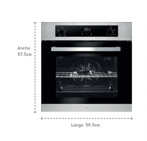 HORNO EMPOTRABLE PARA GAS LP O NATURAL CON CAPACIDAD 58L / VENTILADOR DE CONVECCION / TEMPERATURA AJUSTABLE Y 2 QUEMADORES
